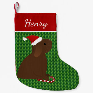 Brown Santa Lop Ear Rabbit Christmas Stocking