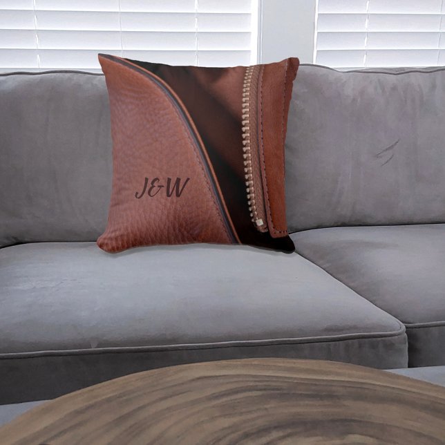 Brown Satin and Unzipped Leather Cushion (Creator Uploaded)