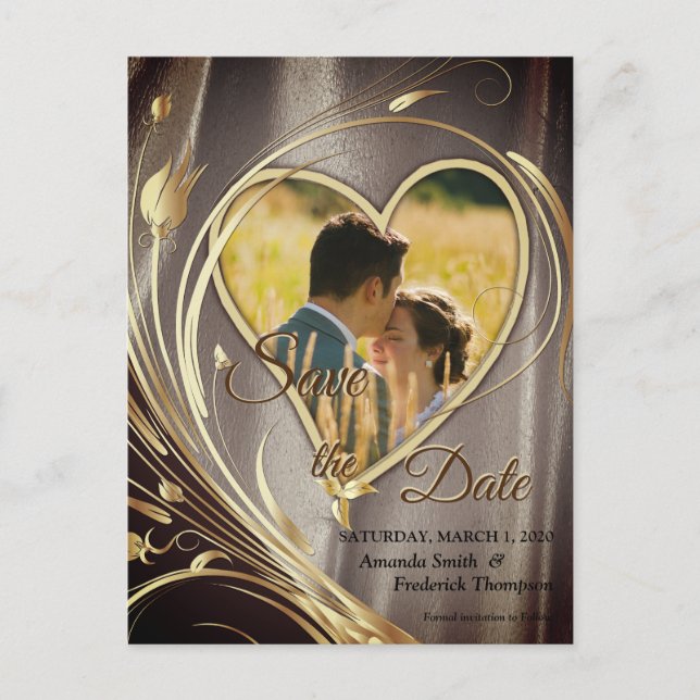 Brown Satin  & Ivory flower splendour Announcement Postcard (Front)