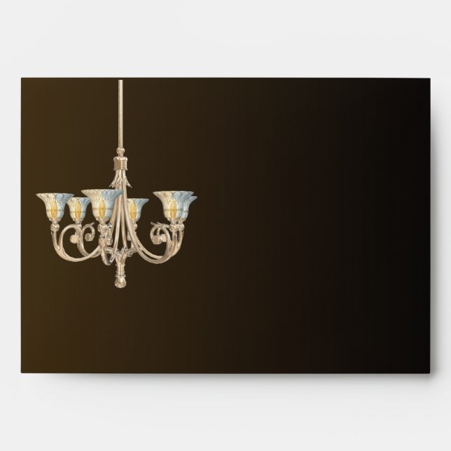 Brown Satin & Teal Blue Chandelier Envelopes (Front)