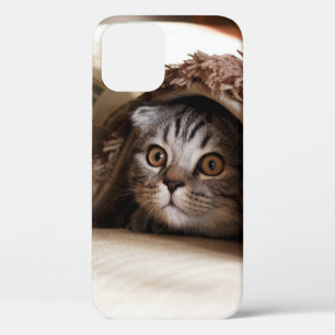 BROWN SCOTTISH FOLD IN BROWN THICK-PILE BLANKET iPhone 12 CASE