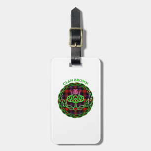 Brown Scottish Tartan Celtic Thistle Luggage Tag