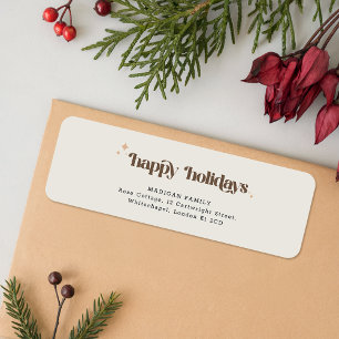 Brown Script Christmas Holiday Return Address Label