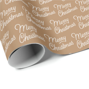 Brown Script Christmas Wrapping Paper