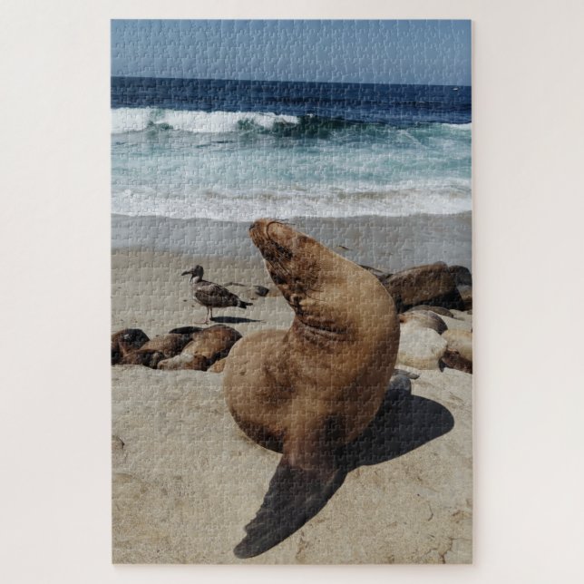 Brown Sea Lion on a Beach Jigsaw Puzzle (Vertical)