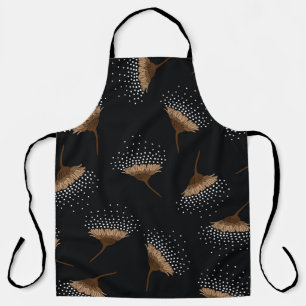 brown seamless flowers pattern on black background apron
