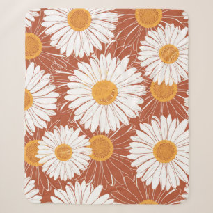 Brown seamless pattern with daisies sherpa blanket