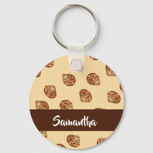 Brown seashells pattern key ring
