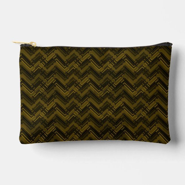 Brown shaded chevron pattern accessory pouch (Front)