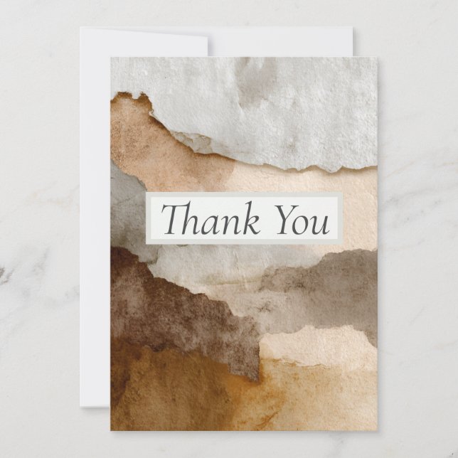 Brown Shades Torn Paper Thank You Card (Front)