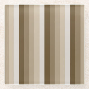 Brown shadow stripes glass coaster