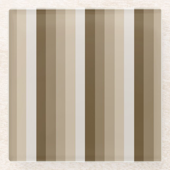 Brown shadow stripes glass coaster (Front)