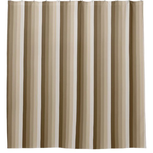 Brown shadow stripes shower curtain (Front)