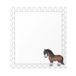 Brown Shetland Pony Cute Cartoon Illustration Notepad