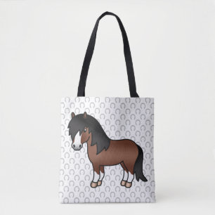 Brown Shetland Pony Cute Cartoon Illustration Tote Bag