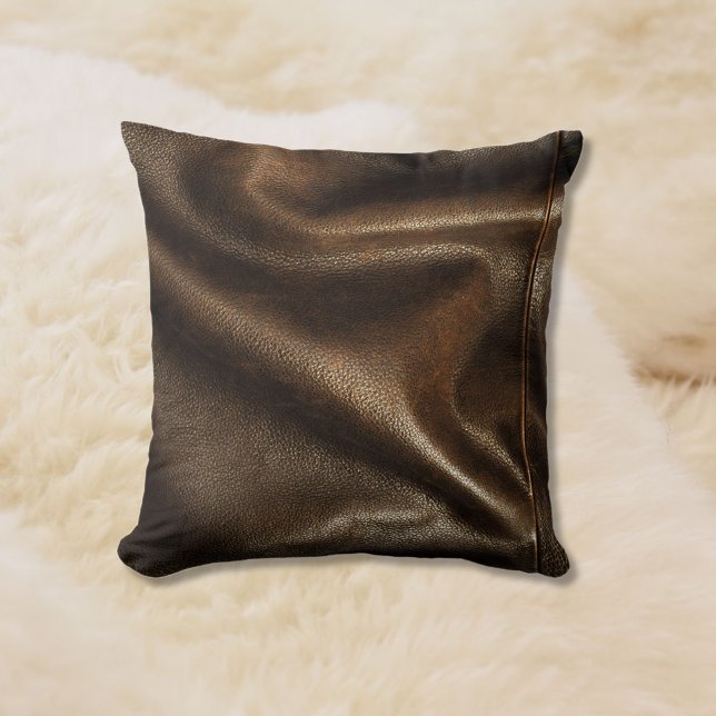 Brown Shiny Faux Leather Cushion (Creator Uploaded)