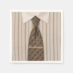 Brown Shirt and Tie Mens Suit Napkins