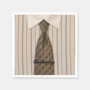 Brown Shirt and Tie Mens Suit Napkins