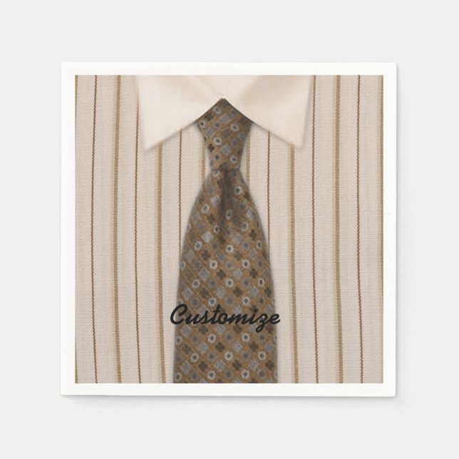 Brown Shirt and Tie Mens Suit Napkins (Front)