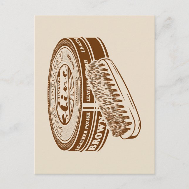 Brown shoe polish tin postcard (Front)