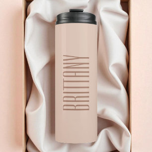 Brown Simple Bridesmaid Custom Name Minimalist Thermal Tumbler
