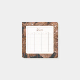 Brown Simple Monthly Schedule Calendar Post-it Notes
