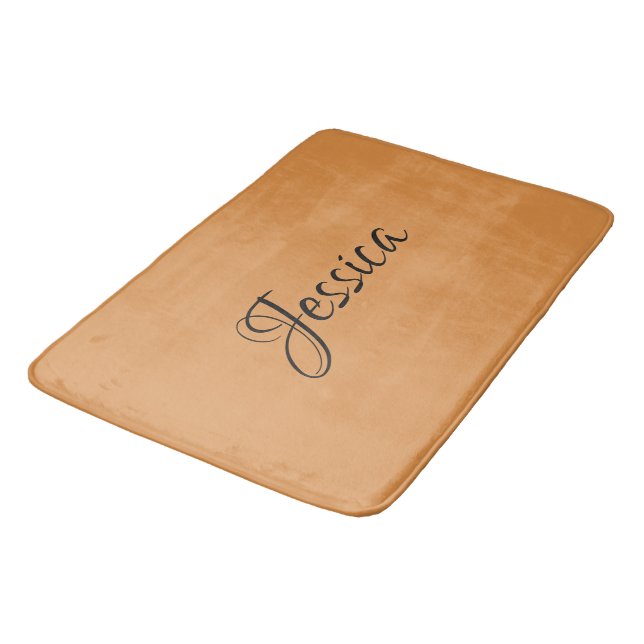 Brown simple script name plain bath mat (Angled)