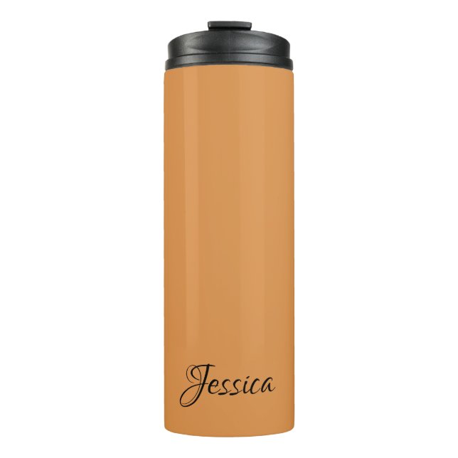Brown simple script name plain thermal tumbler (Front)
