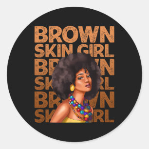 Brown Skin African Girl Woman Juneteenth Black His Classic Round Sticker