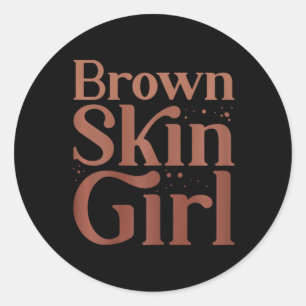 Brown Skin Girl Black History Month Melanin Queen Classic Round Sticker
