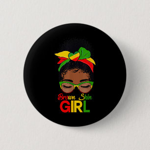 Brown Skin Girl Black Women Messy Bun Black Histor 6 Cm Round Badge