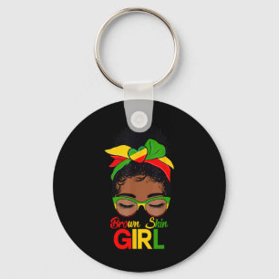 Brown Skin Girl Black Women Messy Bun Black Histor Key Ring