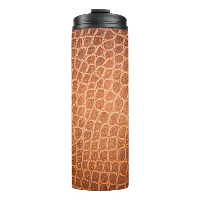 Brown skin leather texture backgroundskin,abstract thermal tumbler (Front)