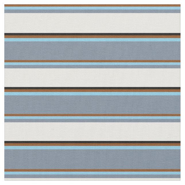 Brown, Sky Blue, Light Slate Grey, White & Black Fabric (Close Up)