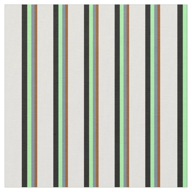 Brown, Slate Grey, Green, Black & Light Yellow Fabric (Close Up)