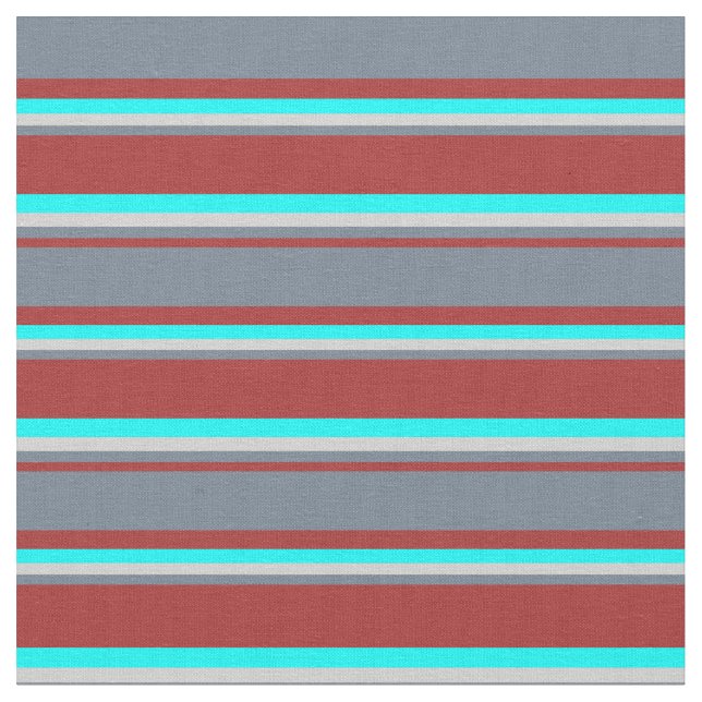 Brown, Slate Grey, Light Grey & Aqua Coloured Fabric (Close Up)