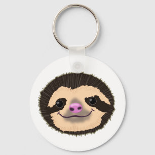brown smiling sloth face key ring