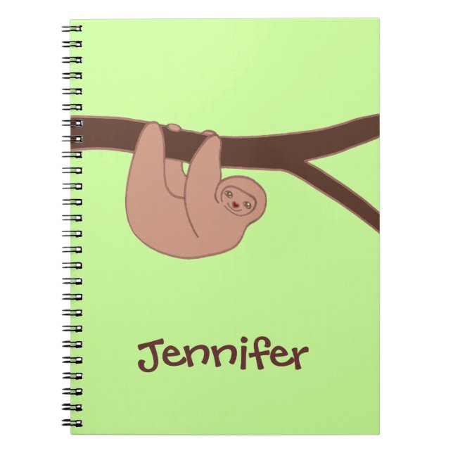 Brown Smiling Sloth with Heart Nose Notebook (Front)