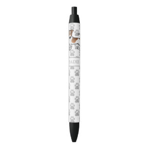 Brown Smooth Coat Jack Russell Terrier Dog & Name Black Ink Pen