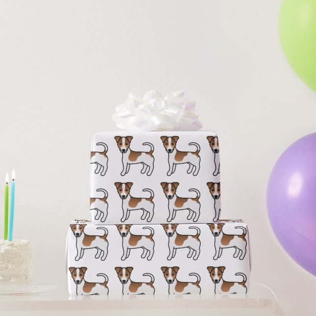 Brown Smooth Coat Jack Russell Terrier Dog Pattern Wrapping Paper (Party Gifts)