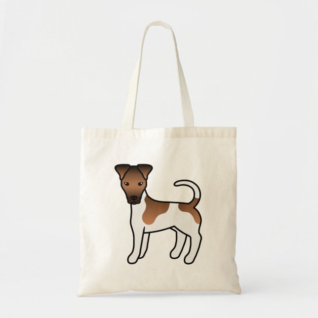 Brown Smooth Fox Terrier Cute Cartoon Dog Tote Bag (Front)