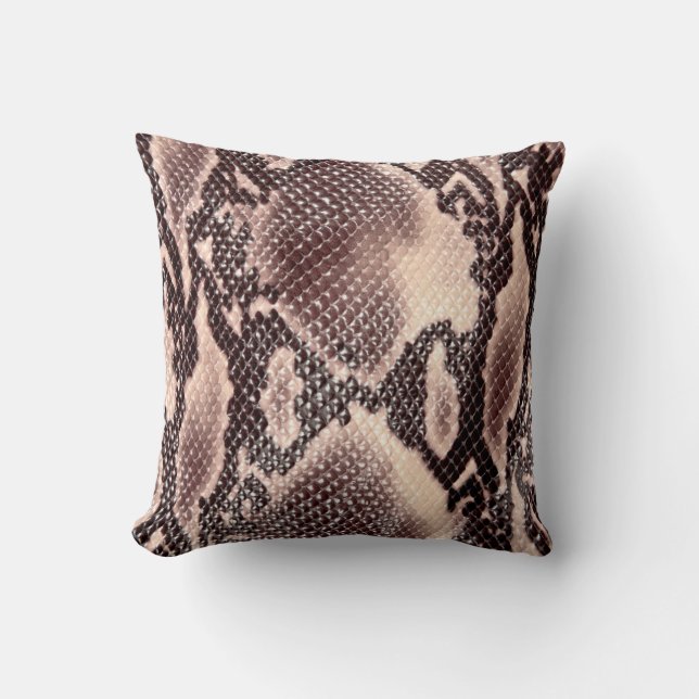 Brown snake leather texture cushion (Front)