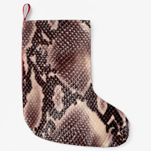 Brown snake leather texture small christmas stocking