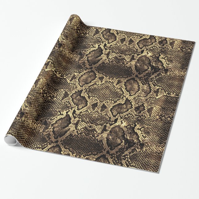 Brown Snake print Wrapping Paper (Unrolled)