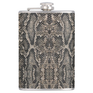 brown snake skin pattern hip flask