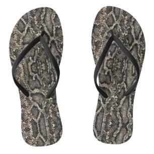 brown snake skin pattern thongs