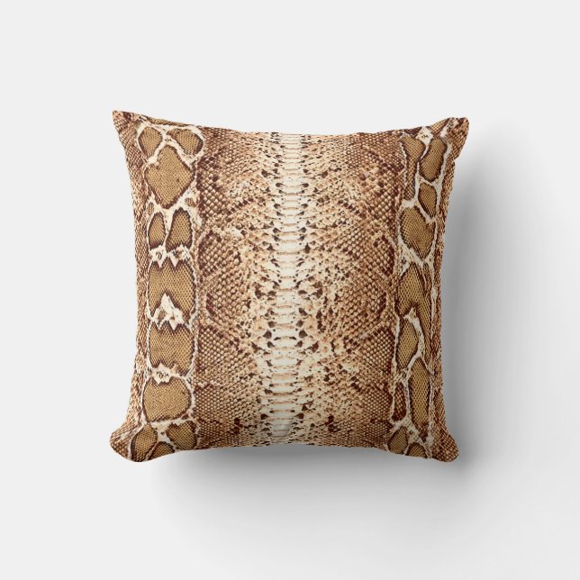 Brown Snake Skin Print #1 Cushion (Front)