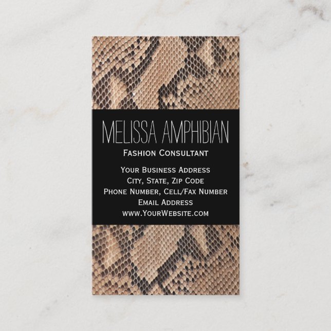 Brown Snakeskin Fashion Consultant Stylist Business Card (Front)