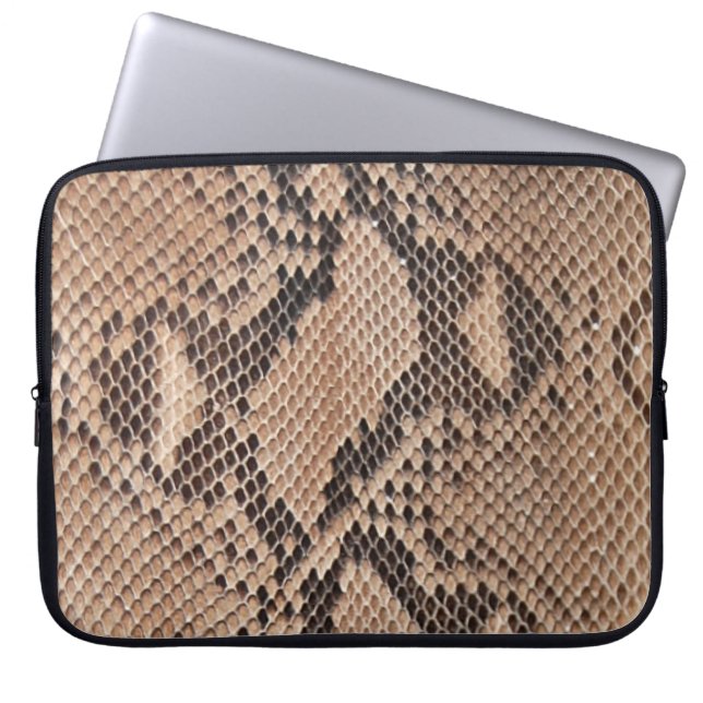Brown Snakeskin Look Laptop Sleeve (Front)