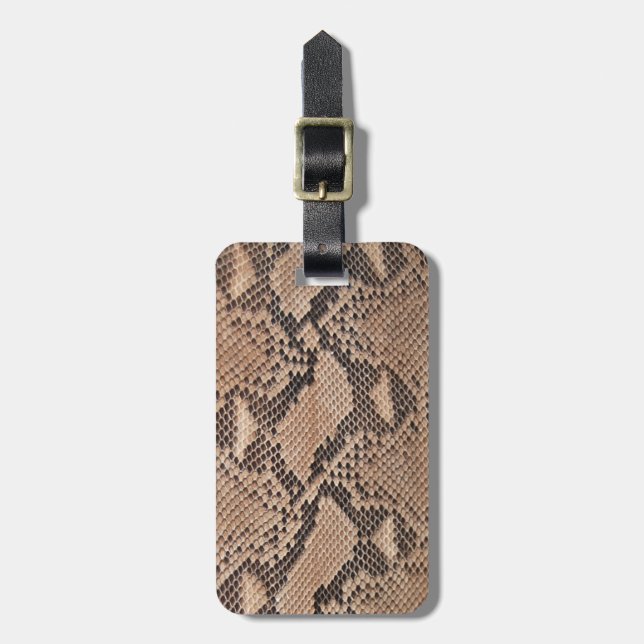 Brown Snakeskin Look Luggage Tag (Front Vertical)